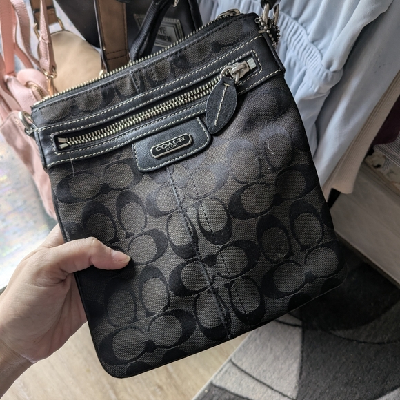 Coach Handbags - Coach Black Signature Canvas Crossbody Bag
